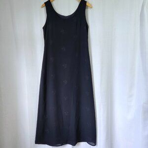 Zahra Long Dress Womens Size 10 Sleeveless Blue with Floral Embroidery Lined Zip